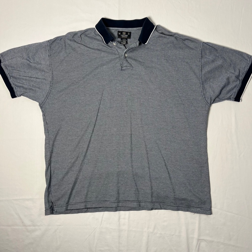 J. Riggins Sportswear Mens XL Navy White Houndstooth Mercerized Cotton Polo